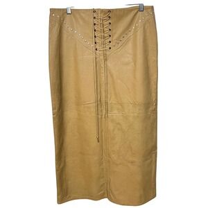 Vintage Y2K Street Magic faux Leather Butterscotch Maxi Skirt Women's Size 13